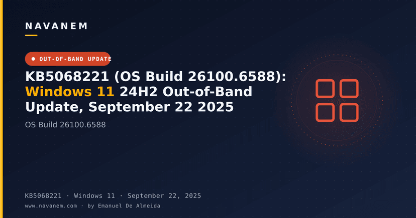 KB5068221 (OS Build 26100.6588): Windows 11 24H2 Out-of-Band Update, September 22 2025