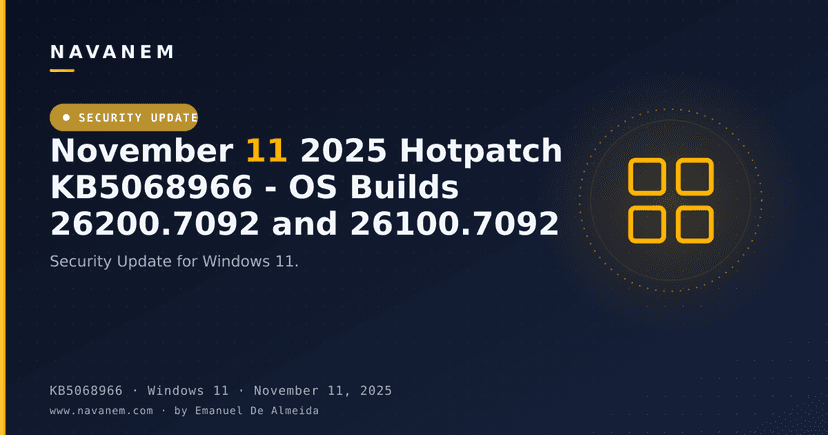 November 11 2025 Hotpatch KB5068966 - OS Builds 26200.7092 and 26100.7092