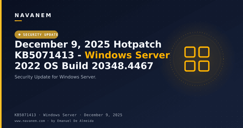 December 9, 2025 Hotpatch KB5071413 - Windows Server 2022 OS Build 20348.4467