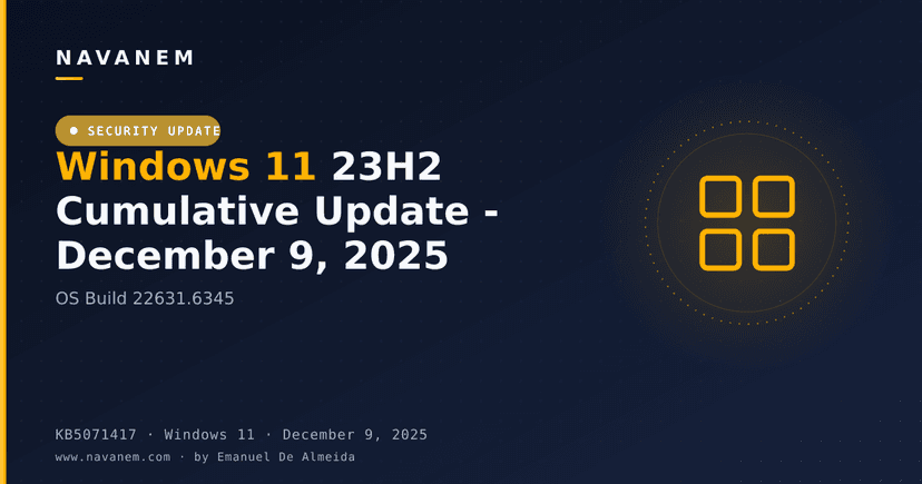 KB5071417: Windows 11 23H2 Cumulative Update - December 9, 2025 (OS Build 22631.6345)