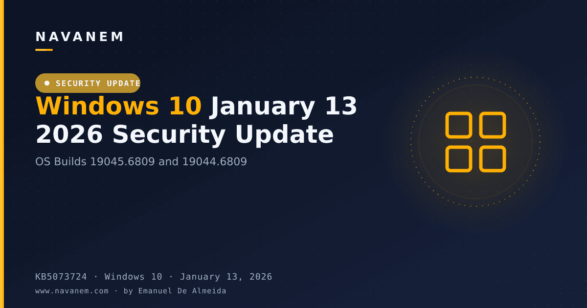 KB5073724: Windows 10 January 13 2026 Security Update (OS Builds 19045.6809 and 19044.6809) — navanem Microsoft KB cover