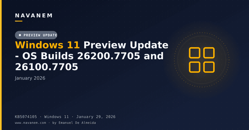 KB5074105: Windows 11 Preview Update - OS Builds 26200.7705 and 26100.7705 (January 2026)