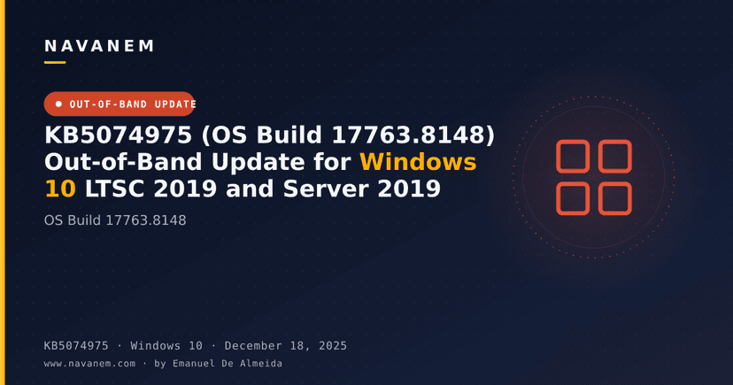 KB5074975 (OS Build 17763.8148) Out-of-Band Update for Windows 10 LTSC 2019 and Server 2019