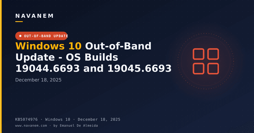 KB5074976: Windows 10 Out-of-Band Update - OS Builds 19044.6693 and 19045.6693 (December 18, 2025)