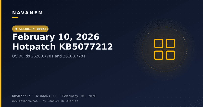 February 10, 2026 Hotpatch KB5077212 (OS Builds 26200.7781 and 26100.7781)