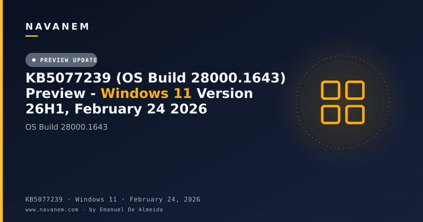 KB5077239 (OS Build 28000.1643) Preview - Windows 11 Version 26H1, February 24 2026