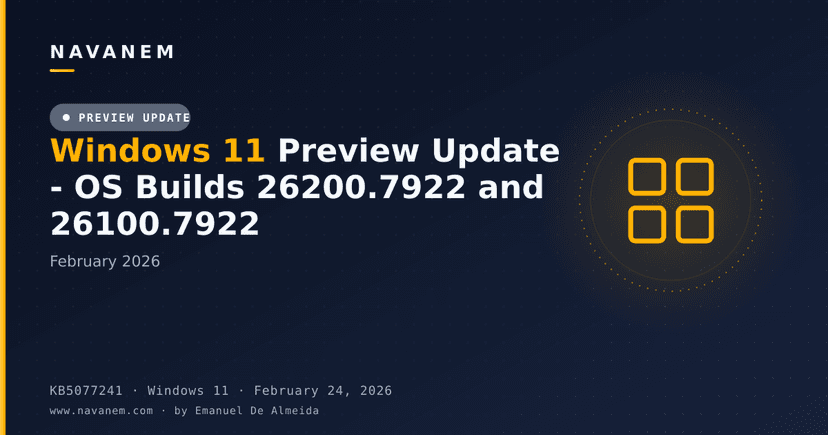 KB5077241: Windows 11 Preview Update - OS Builds 26200.7922 and 26100.7922 (February 2026)