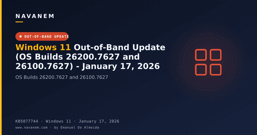 KB5077744: Windows 11 Out-of-Band Update (OS Builds 26200.7627 and 26100.7627) - January 17, 2026
