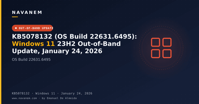 KB5078132 (OS Build 22631.6495): Windows 11 23H2 Out-of-Band Update, January 24, 2026