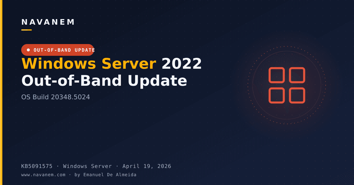 KB5091575: Windows Server 2022 Out-of-Band Update (OS Build 20348.5024) — navanem Microsoft KB cover
